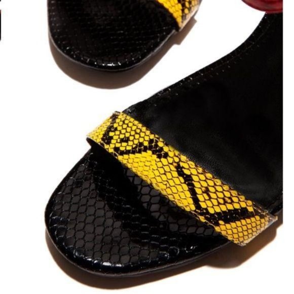 Wedge Sandals with Flame Accent in Black Snake - Picture 4 of 7